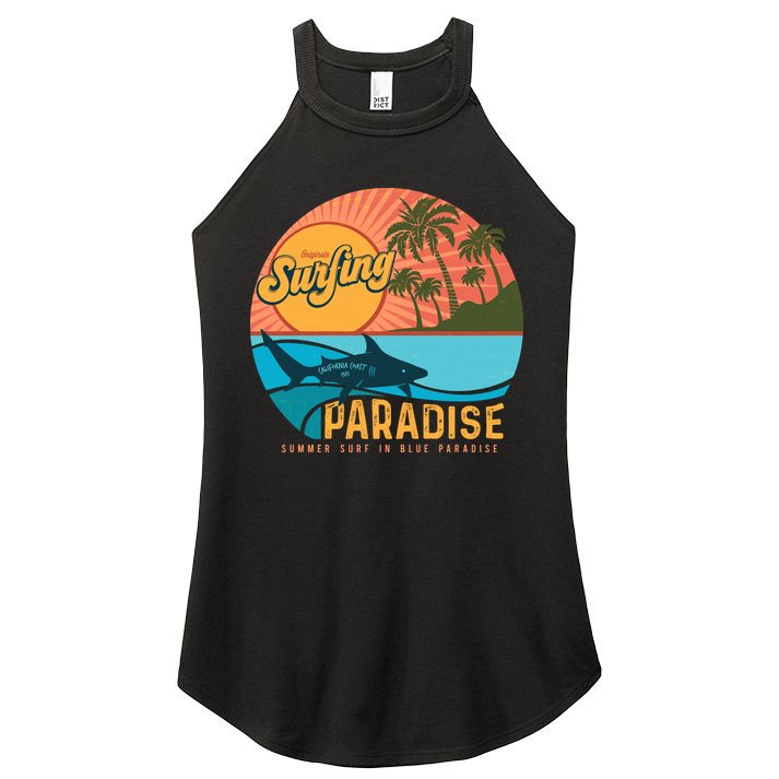 Vintage Retro Orignal Surfing Paradise Shark Women's Perfect Tri Rocker Tank