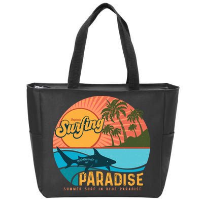 Vintage Retro Orignal Surfing Paradise Shark Zip Tote Bag