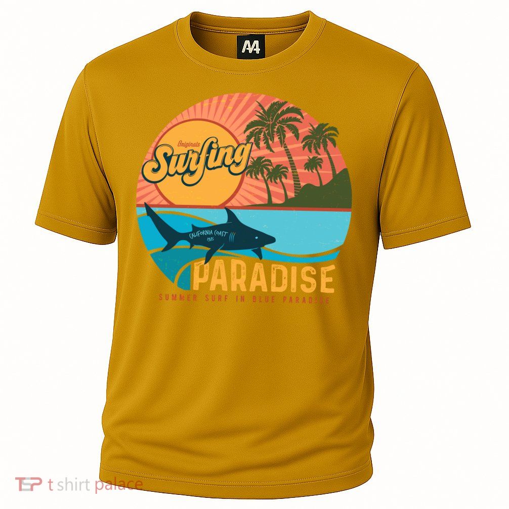 Vintage Retro Orignal Surfing Paradise Shark Performance Shirt