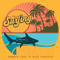 Vintage Retro Orignal Surfing Paradise Shark Golf Towel
