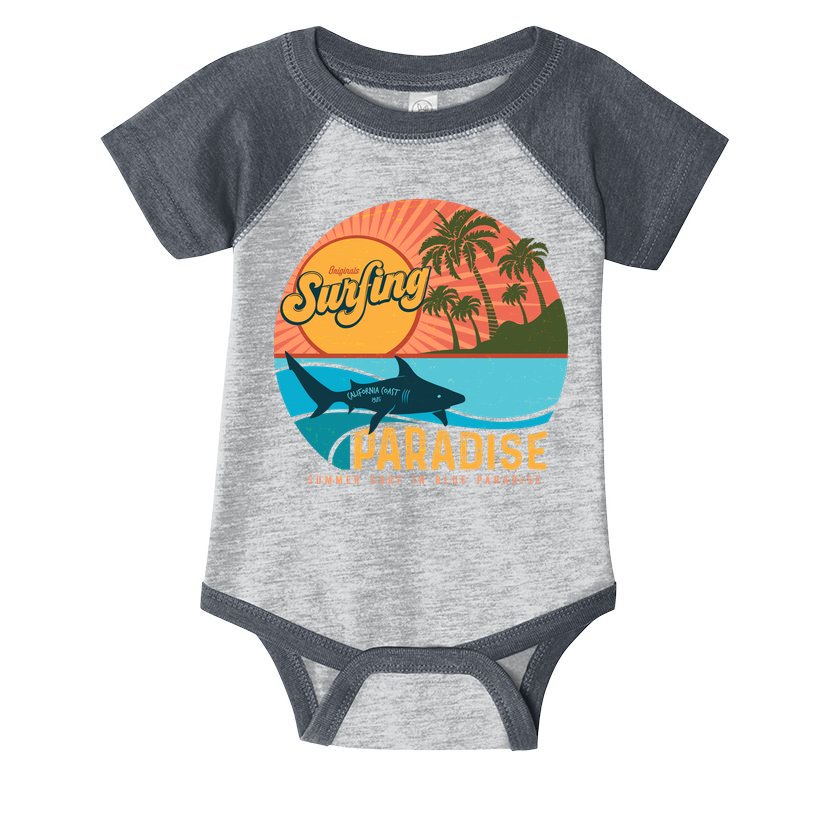 Vintage Retro Orignal Surfing Paradise Shark Infant Baby Jersey Bodysuit