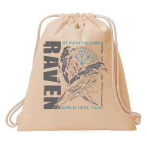 Valhalla Raven Odins Runes Norse Compass Viking Drawstring Bag