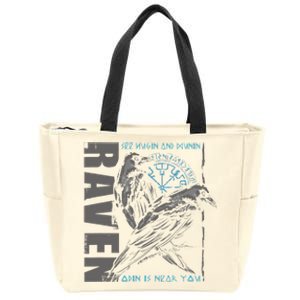 Valhalla Raven Odins Runes Norse Compass Viking Zip Tote Bag