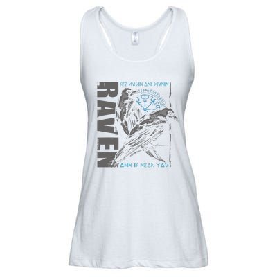 Valhalla Raven Odins Runes Norse Compass Viking Ladies Essential Flowy Tank