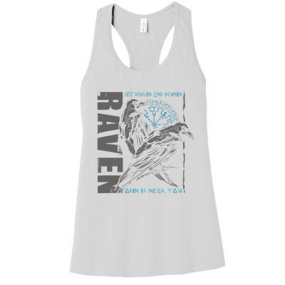 Valhalla Raven Odins Runes Norse Compass Viking Women's Racerback Tank