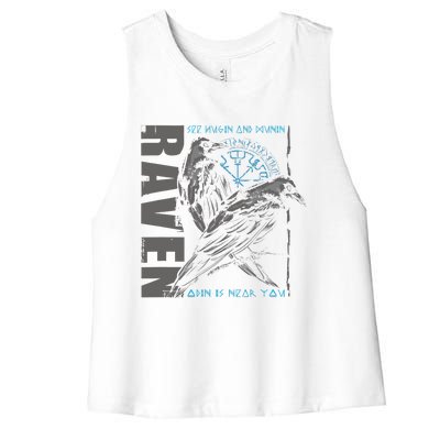 Valhalla Raven Odins Runes Norse Compass Viking Women's Racerback Cropped Tank