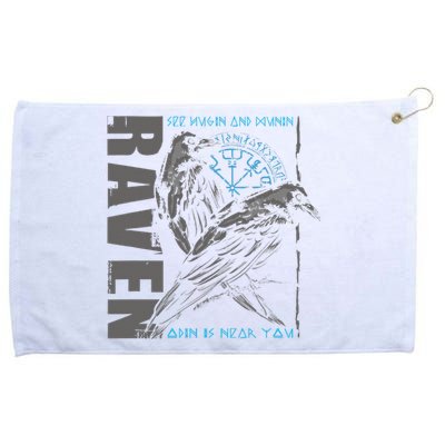 Valhalla Raven Odins Runes Norse Compass Viking Grommeted Golf Towel