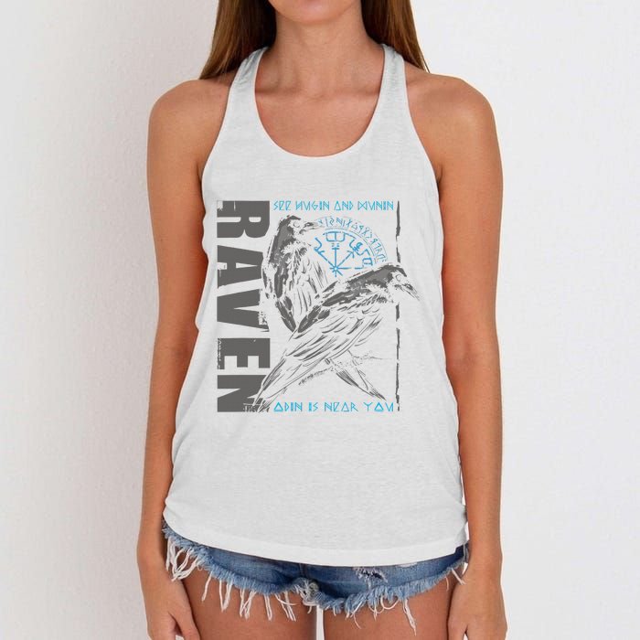 Valhalla Raven Odins Runes Norse Compass Viking Women's Knotted Racerback Tank