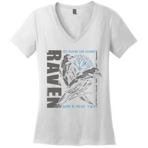 Valhalla Raven Odins Runes Norse Compass Viking Women's V-Neck T-Shirt