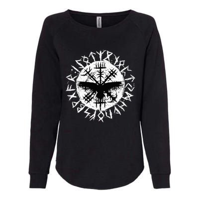 Viking Raven Odin Runes Vegvisir Womens California Wash Sweatshirt