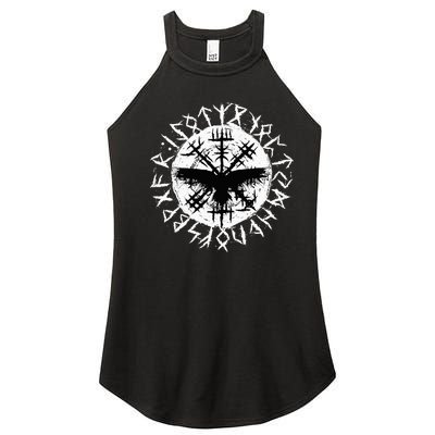 Viking Raven Odin Runes Vegvisir Women’s Perfect Tri Rocker Tank