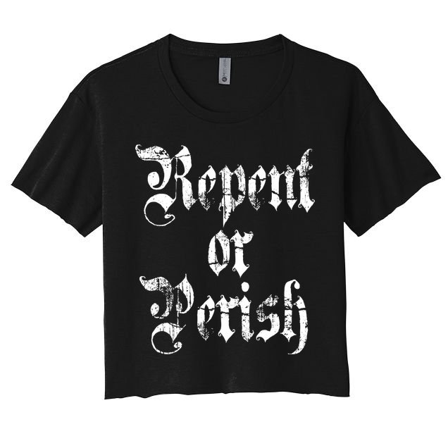 Vintage Repent Or Parish Christian Crop Top