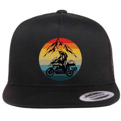 Vintage Retro Off Road Adventure Motorcycle Lover Flatbill Hat