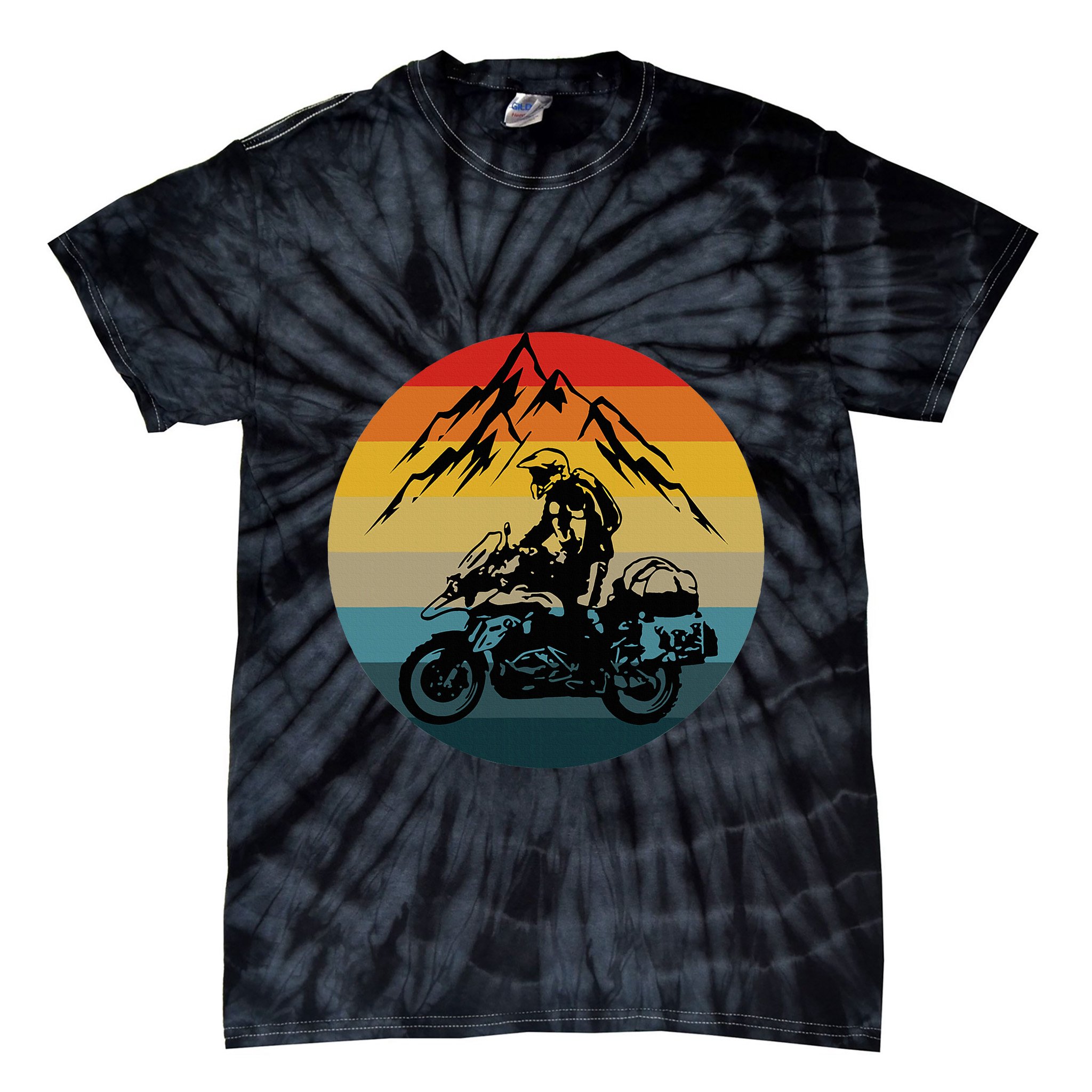 Vintage Retro Off Road Adventure Motorcycle Lover Tie-Dye T-Shirt