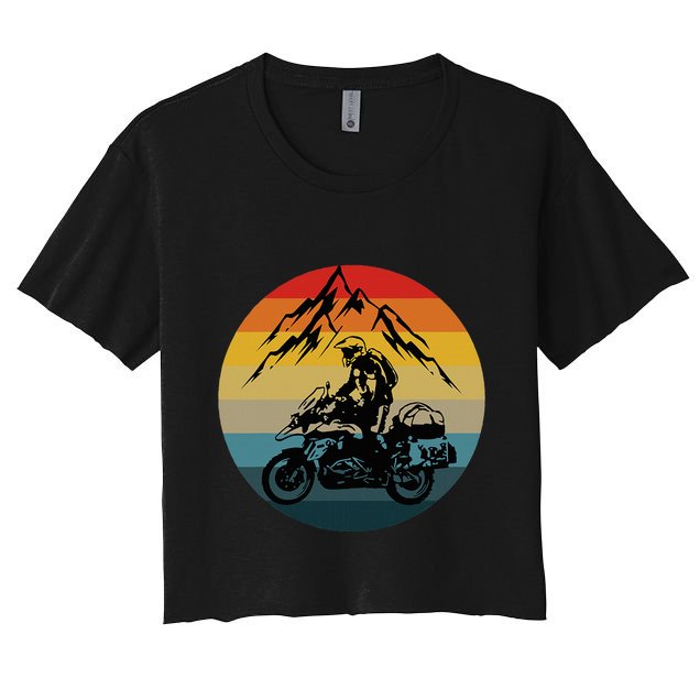 Vintage Retro Off Road Adventure Motorcycle Lover Crop Top