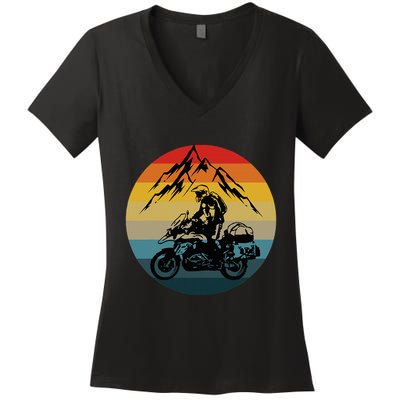 Vintage Retro Off Road Adventure Motorcycle Lover Women's V-Neck T-Shirt