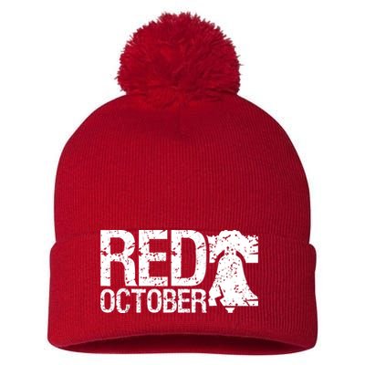 Vintage Red October Philadelphia Retro Pom Pom 12in Knit Beanie