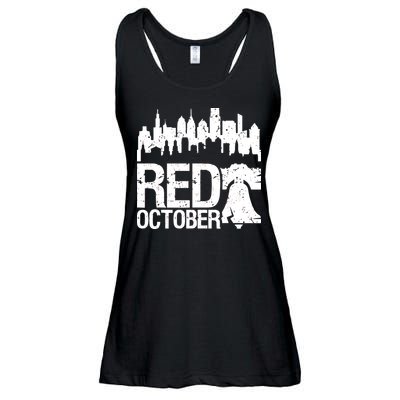 Vintage Red October Philadelphia Skyline Baseball Ladies Essential Flowy Tank