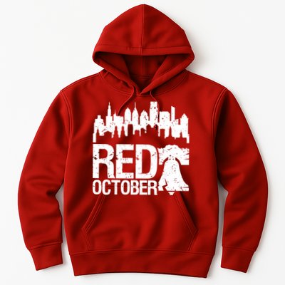 Vintage Red October Philadelphia Skyline Baseball Hoodie
