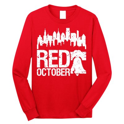 Vintage Red October Philadelphia Skyline Baseball Long Sleeve Shirt