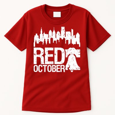 Vintage Red October Philadelphia Skyline Baseball Tall T-Shirt