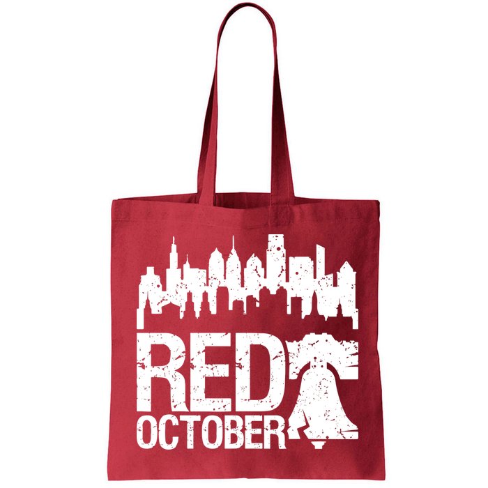 Vintage Red October Philadelphia Skyline Baseball Bag
