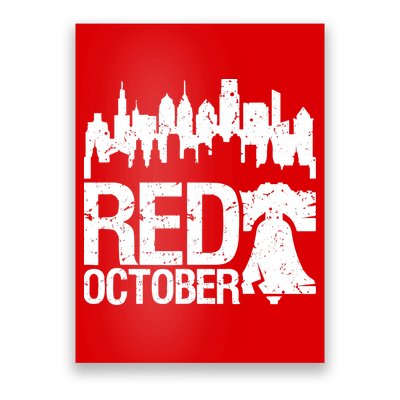Vintage Red October Philadelphia Skyline Baseball Poster