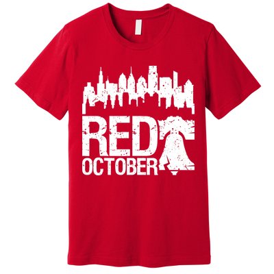 Vintage Red October Philadelphia Skyline Baseball Premium T-Shirt