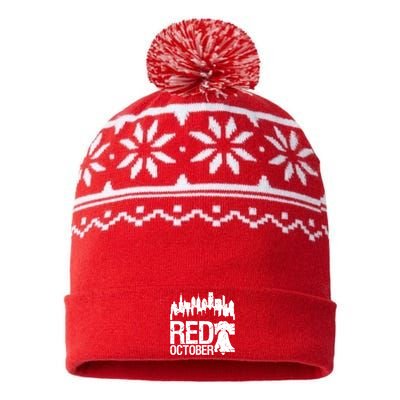 Vintage Red October Philadelphia Skyline Baseball USA-Made Snowflake Beanie