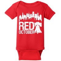 Vintage Red October Philadelphia Skyline Baseball Baby Bodysuit