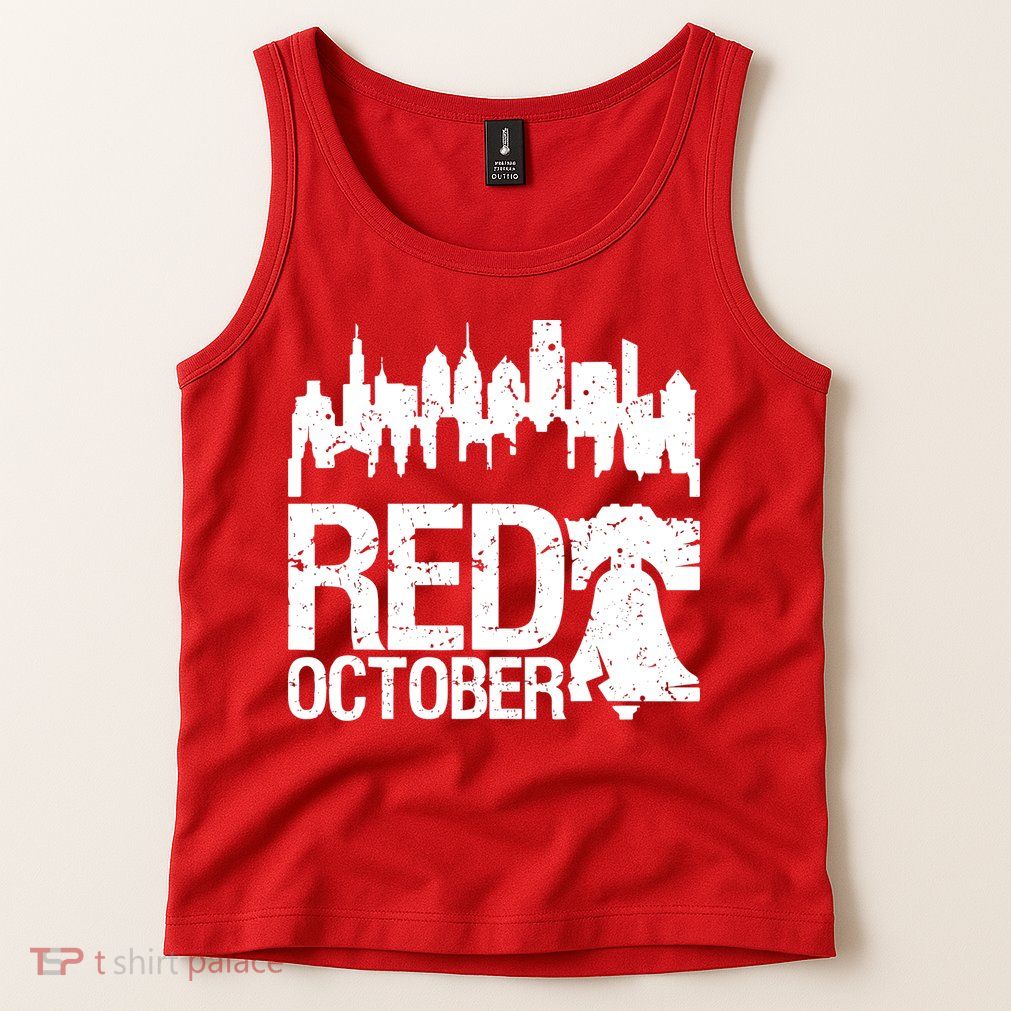Vintage Red October Philadelphia Skyline Baseball Tank Top