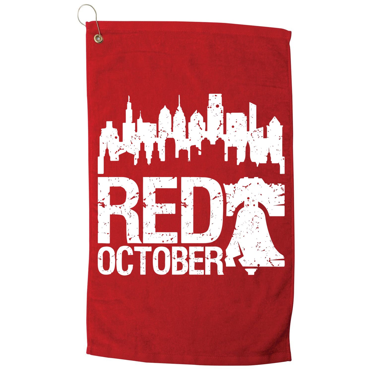 Vintage Red October Philadelphia Skyline Baseball Golf Towel
