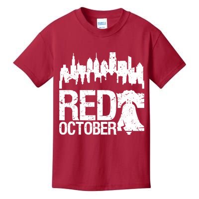 Vintage Red October Philadelphia Skyline Baseball Kids T-Shirt