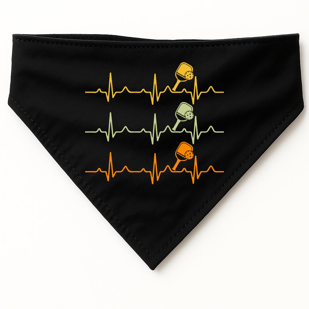 Vintage Retro Pickleball Heartbeat Gift For Team Sport USA-Made Doggie Bandana