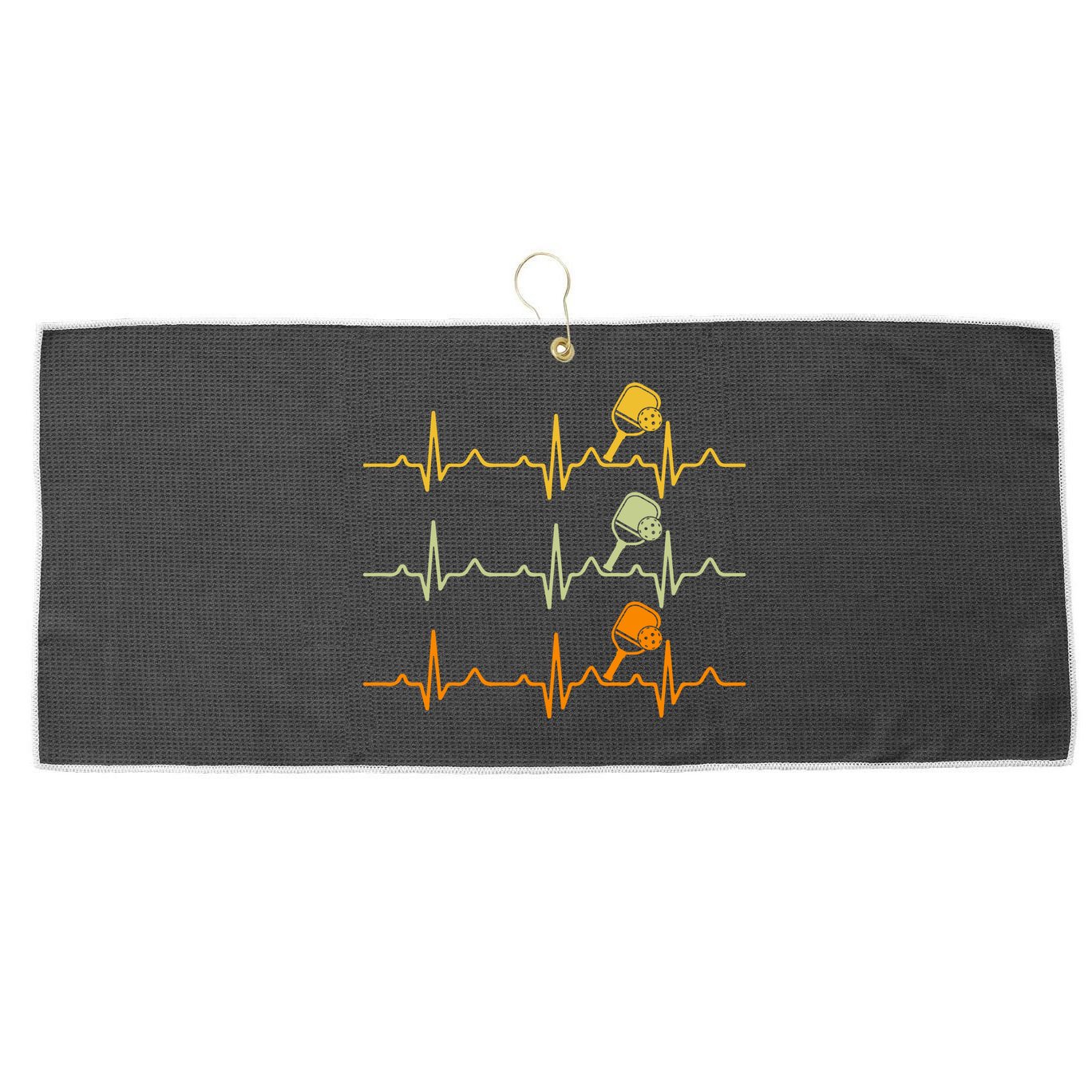 Vintage Retro Pickleball Heartbeat Gift For Team Sport Large Microfiber Waffle Golf Towel