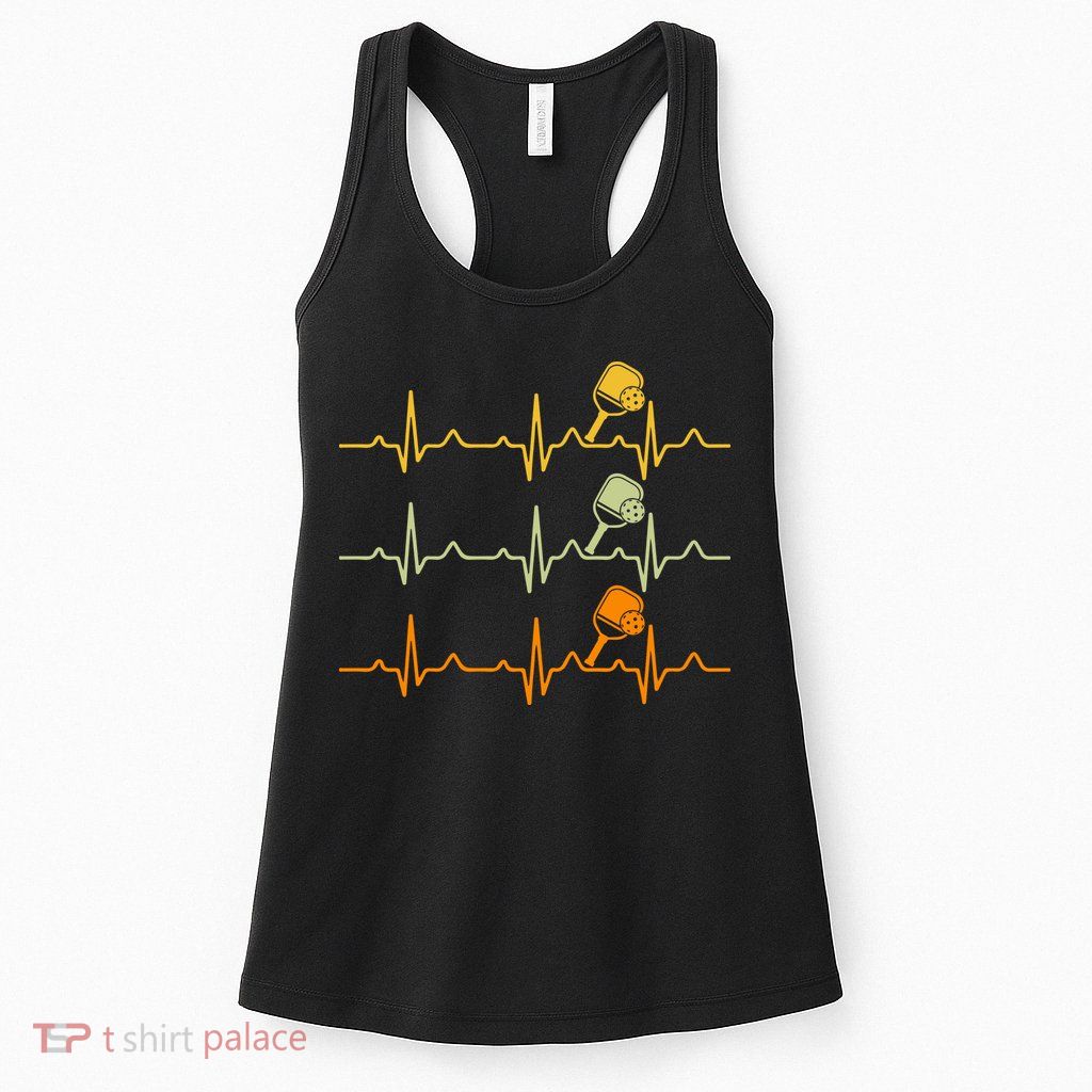 Vintage Retro Pickleball Heartbeat Gift For Team Sport Womens Tank Top
