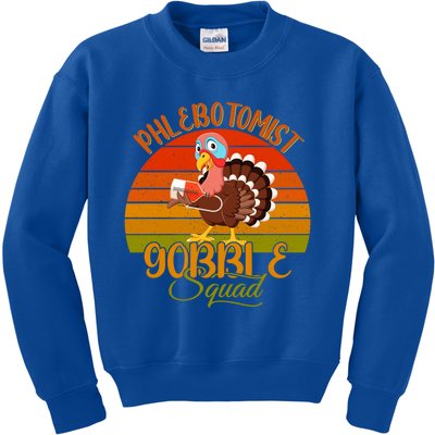 Vintage Retro Phlebotomist Gobble Squad Thanksgiving Turkey Gift Kids Sweatshirt