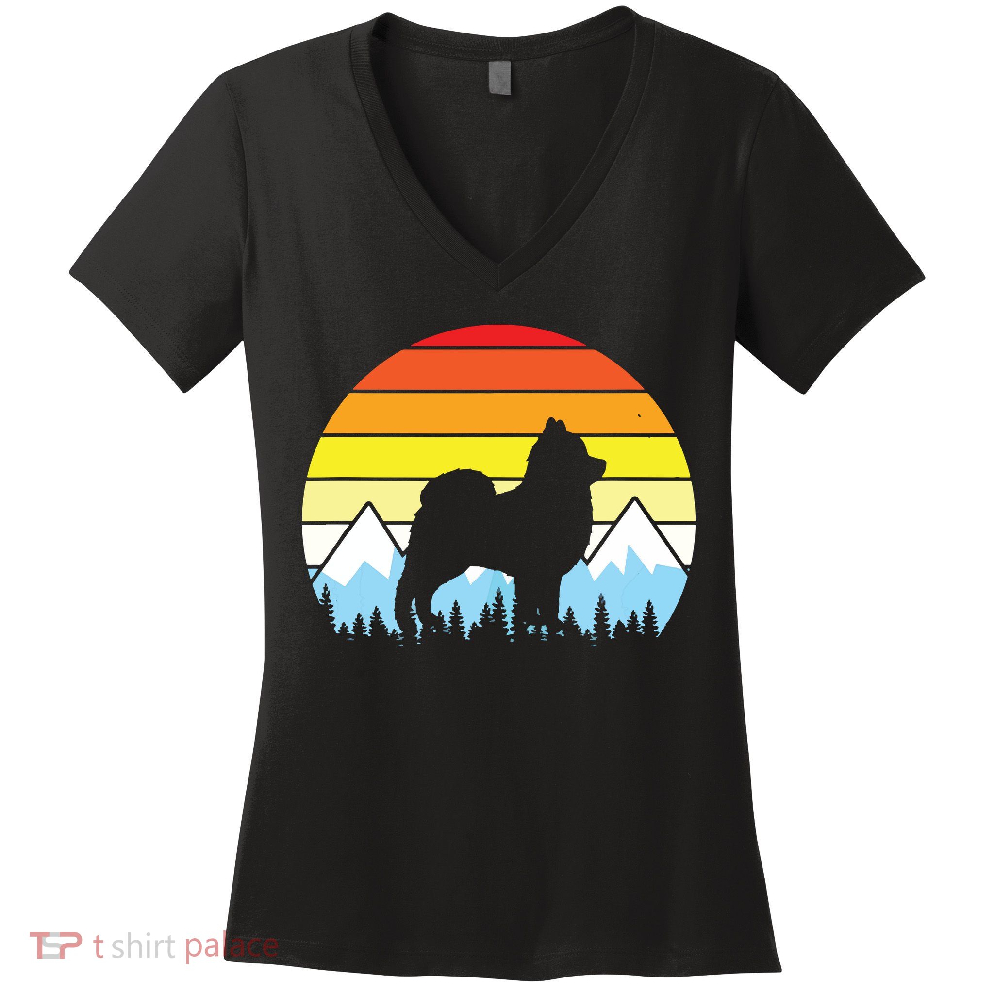 Vintage Retro Pomeranian Lovers Gifts Pomeranian Women's V-Neck T-Shirt