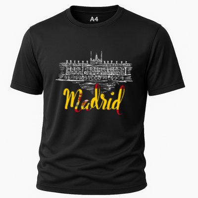 Vintage Royal Palace In Madrid With Spain Flag Performance Shirt