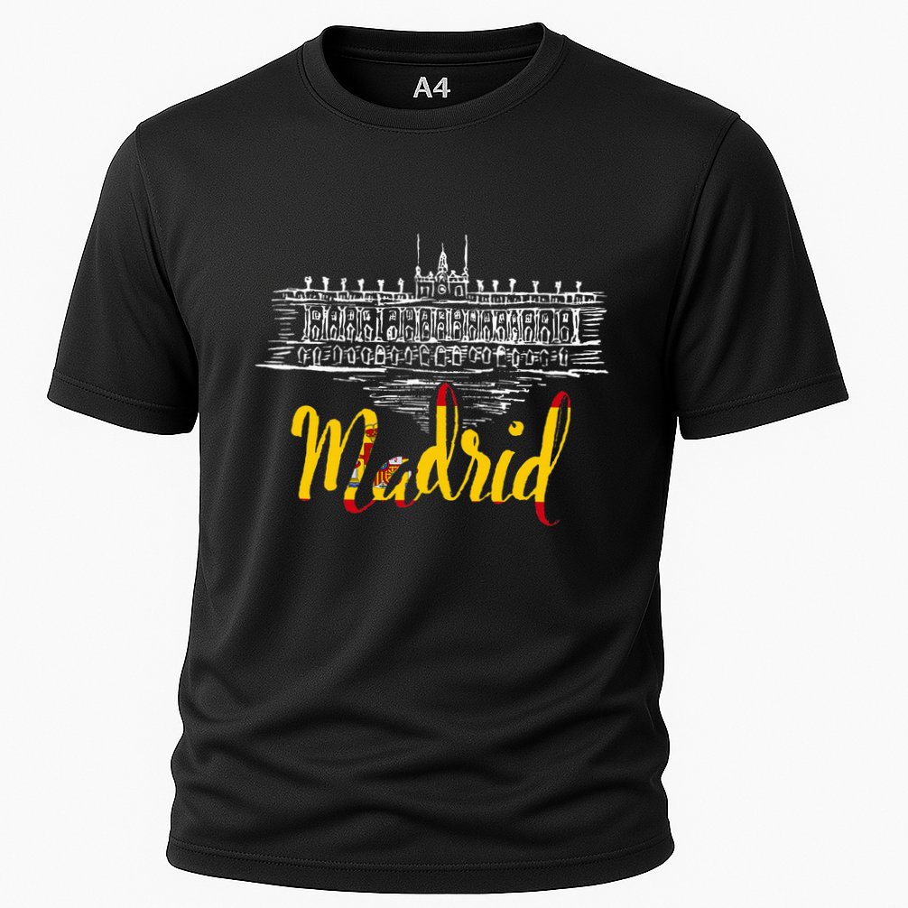 Vintage Royal Palace In Madrid With Spain Flag Cooling Performance Crew T-Shirt