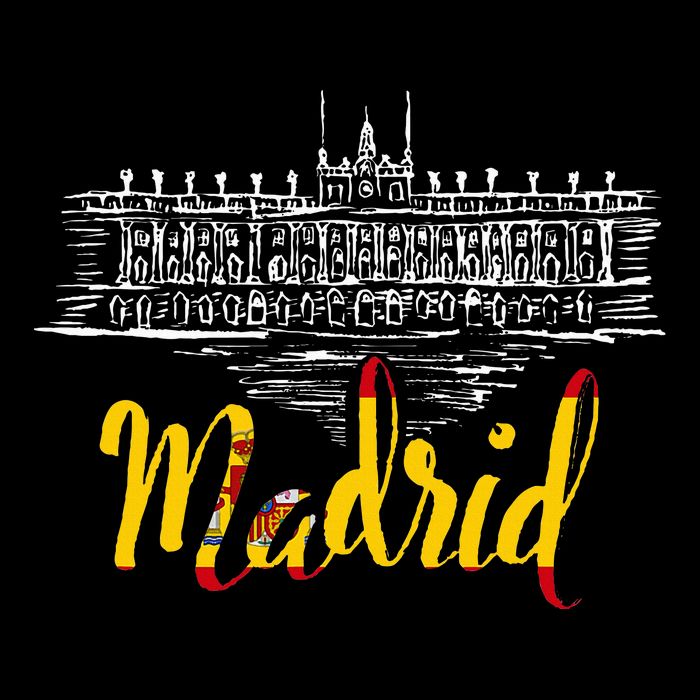 Vintage Royal Palace In Madrid With Spain Flag Cooling Performance Crew T-Shirt