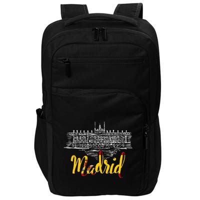Vintage Royal Palace In Madrid With Spain Flag Impact Tech Backpack