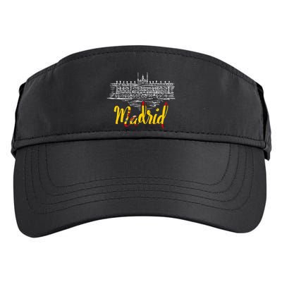 Vintage Royal Palace In Madrid With Spain Flag Adult Drive Performance Visor