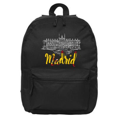 Vintage Royal Palace In Madrid With Spain Flag 16 in Basic Backpack
