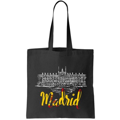 Vintage Royal Palace In Madrid With Spain Flag Bag