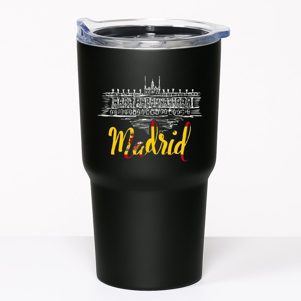 Vintage Royal Palace In Madrid With Spain Flag Tumbler