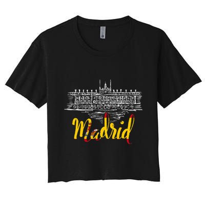 Vintage Royal Palace In Madrid With Spain Flag Crop Top