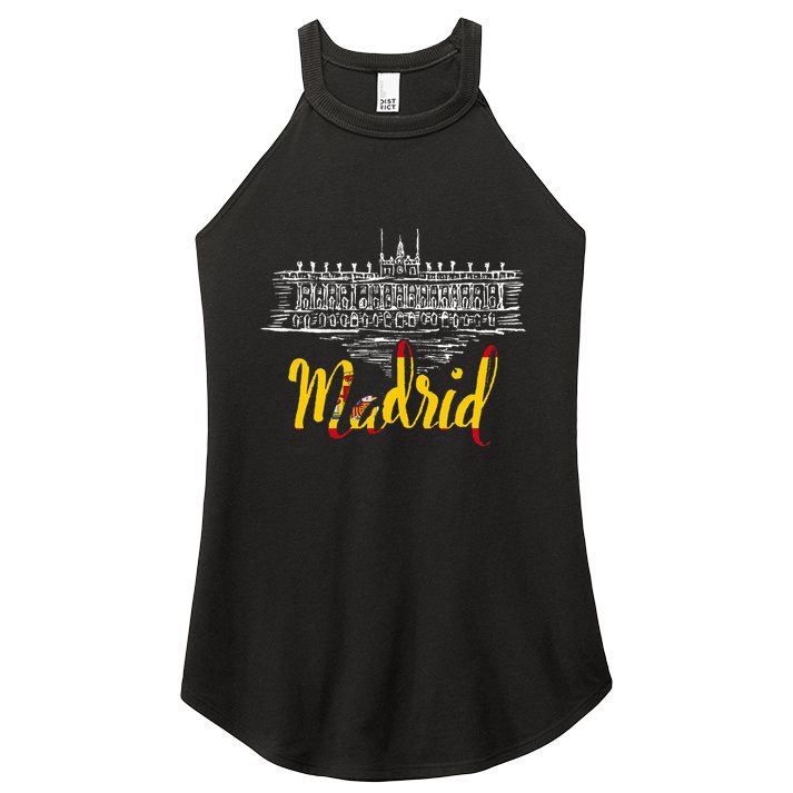 Vintage Royal Palace In Madrid With Spain Flag Women's Perfect Tri Rocker Tank