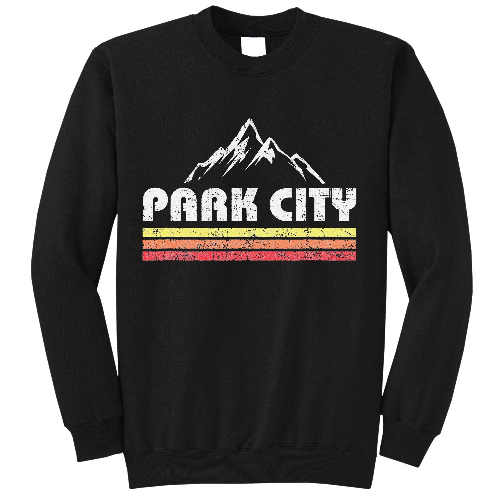 Vintage Retro Park City Utah Mountain Faded Bars Ski Sports Sweatshirt