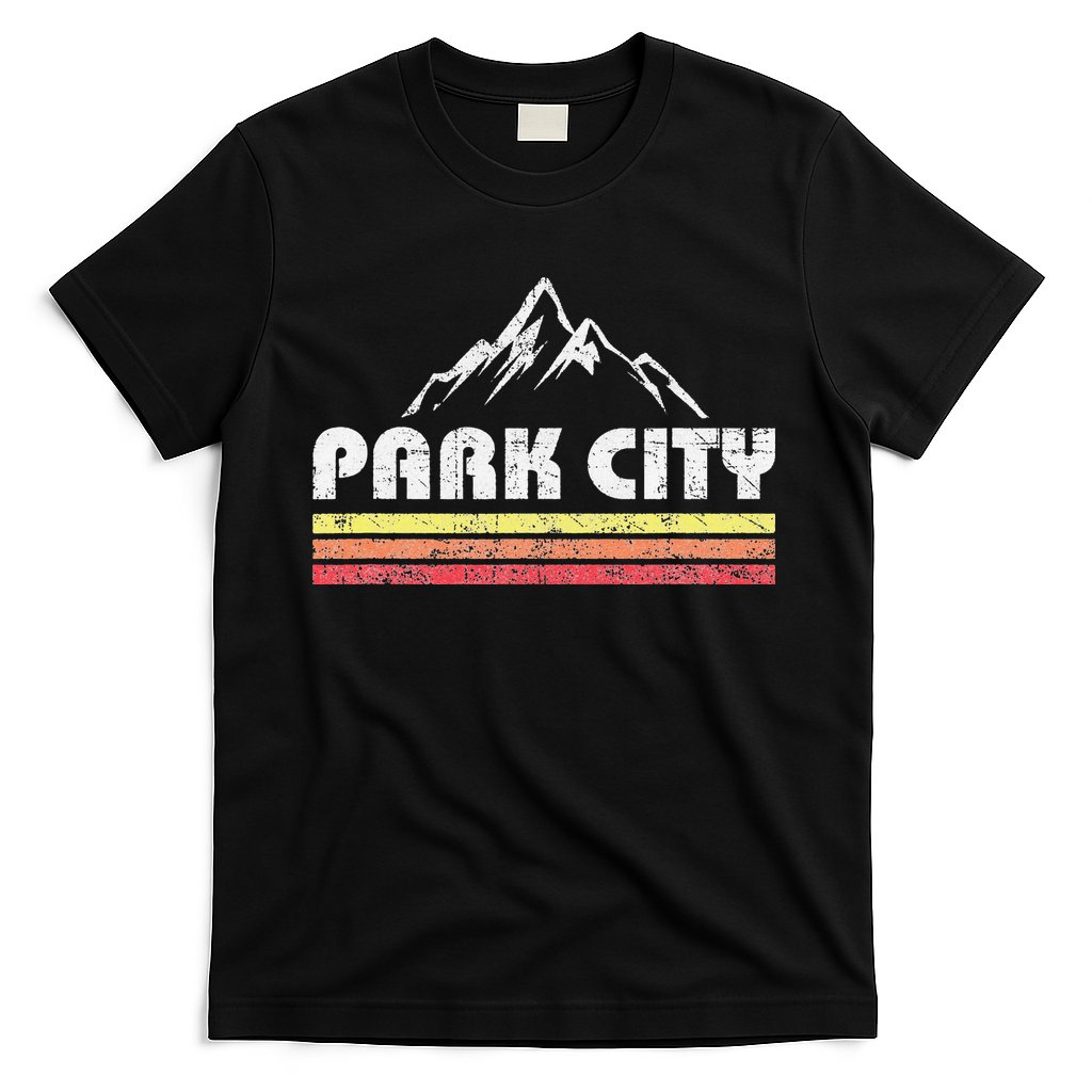 Vintage Retro Park City Utah Mountain Faded Bars Ski Sports T-Shirt